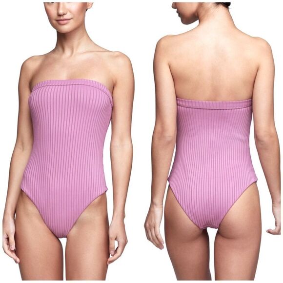 NWT Mikoh Kipu Ribbed Strapless One Piece XS in Fig - Picture 9 of 9